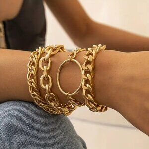 Four Metal Aluminum Chain Bracelets